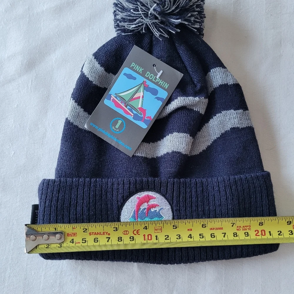 Pink Dolphin Navy and Gray Beanie